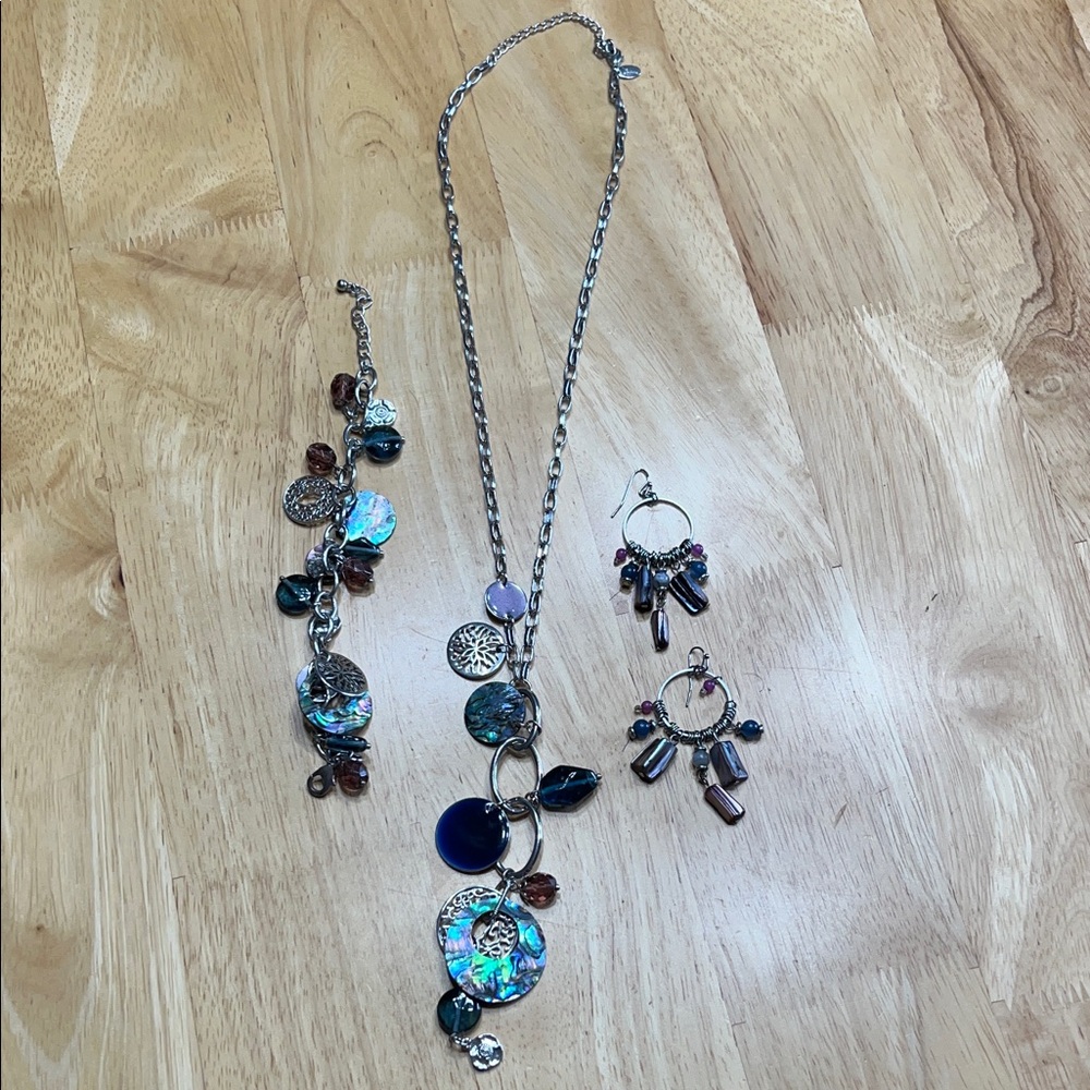 Lia Sophia Iridescent Blue and Purple Necklace Set